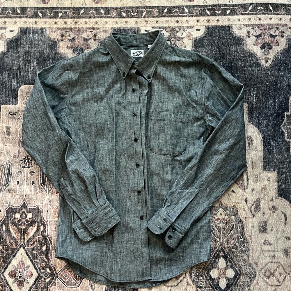 Naked & Famous Denim Men's Grey Button-Down Shirt